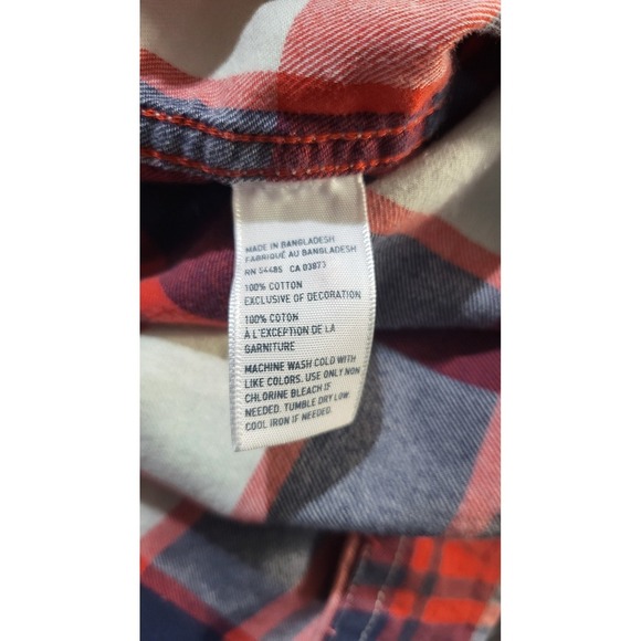American Eagle Flannel Shirt Classic Fit Button Up Plaid Red Blue Size M - Picture 11 of 12
